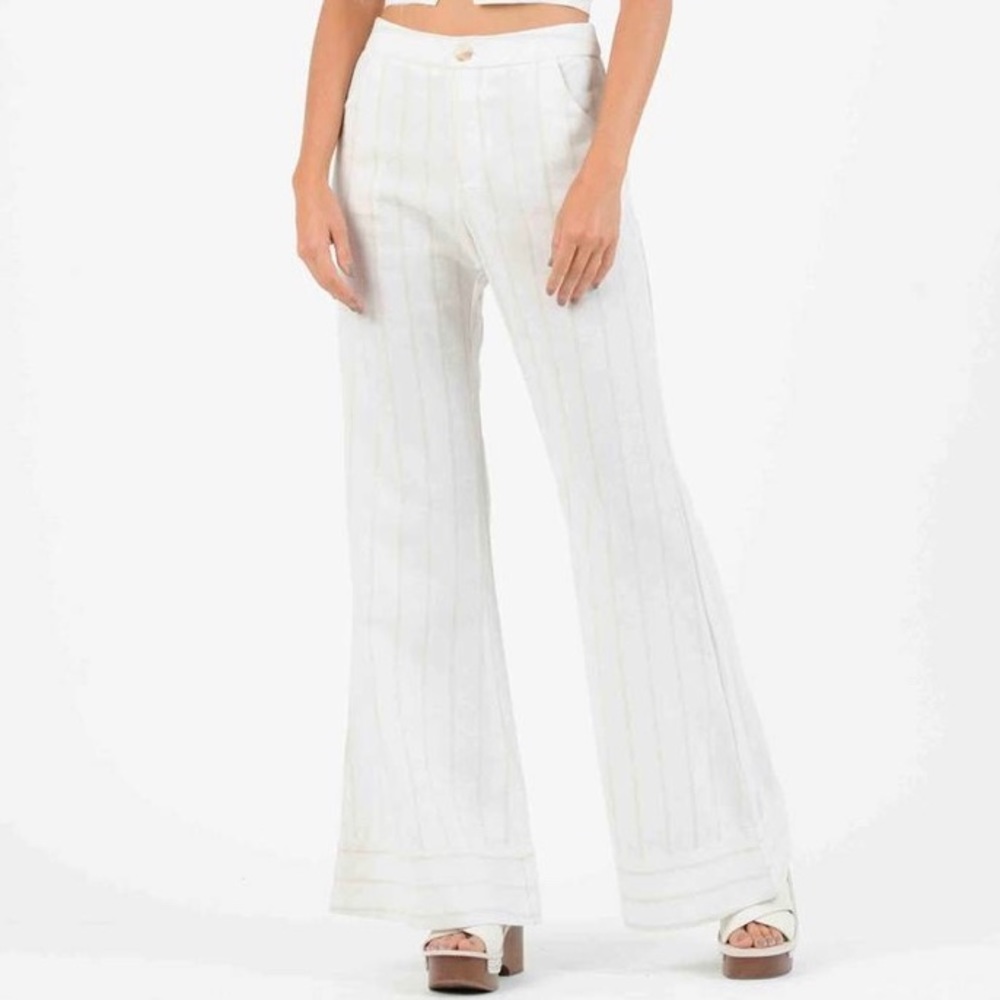 Lucca Couture White Isla Wide Leg Striped Pant